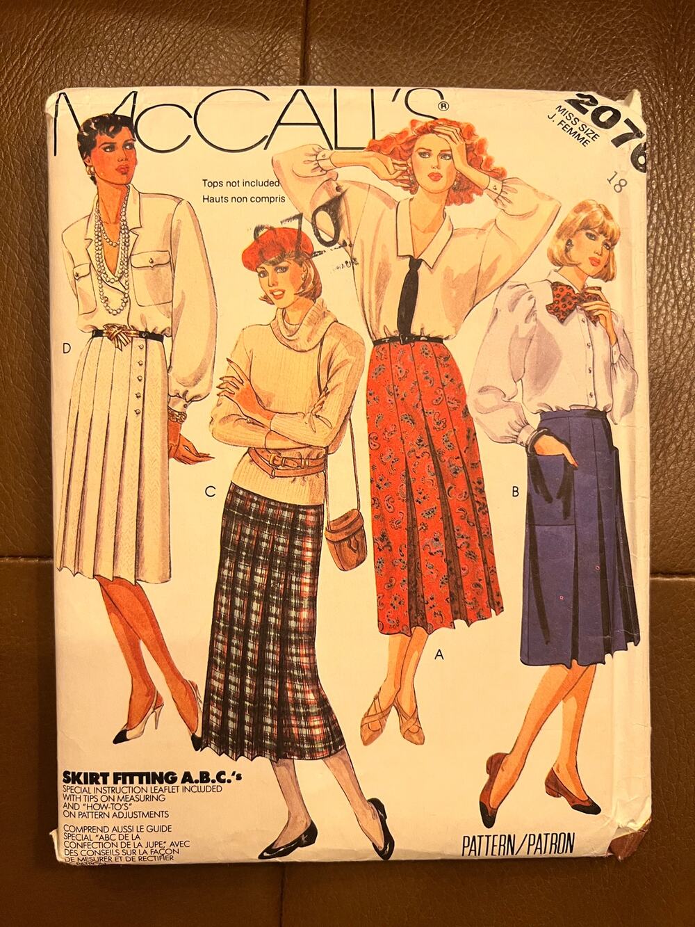 Vintage 1985 McCalls 2076 Skirt Sewing Pattern Size 18 Pleated Midi Uncut